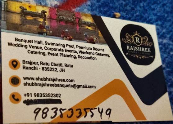 Shubh Rajshree Banquet and Resort Ranchi 9835352302