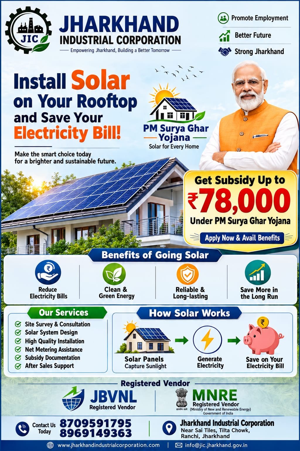 Best Solar Panel Dealers in Ratu Ranchi 8709591795 Jharkhand Industrial Corporation