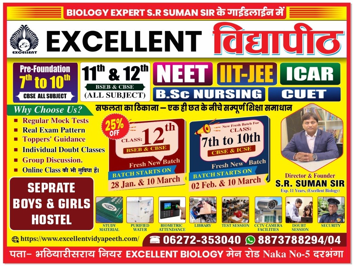 Excellent विद्यापीठ दरभंगा 8873788204